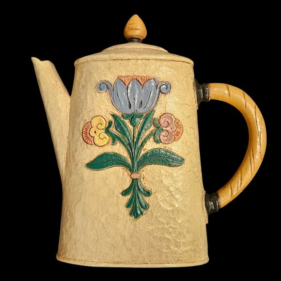 1995 Home Interiors Wall Plaques Set of 3 Teapot Coffee Pot Skillet Floral Fruit - Picture 2 of 8